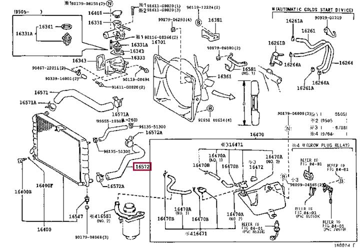 Car coolant pipe Toyota Hiace: 1657254320 Toyota Coolant hose