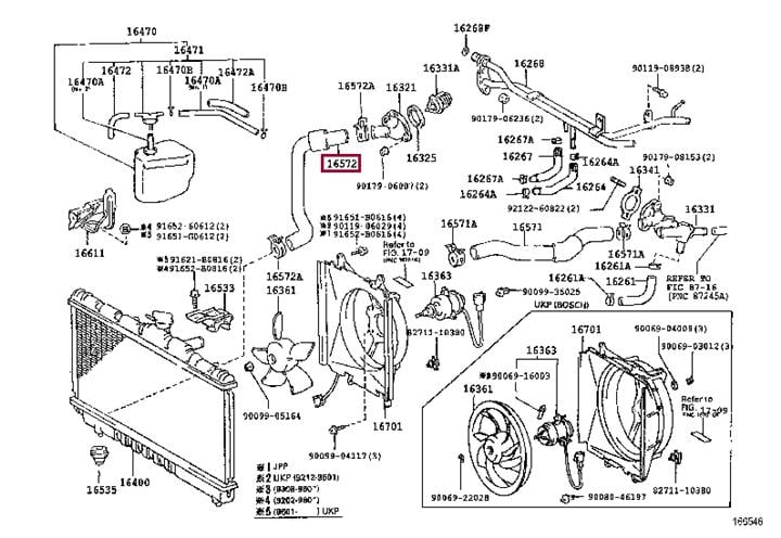 Car coolant pipe Toyota Carina E: 1657274190 Toyota Coolant hose