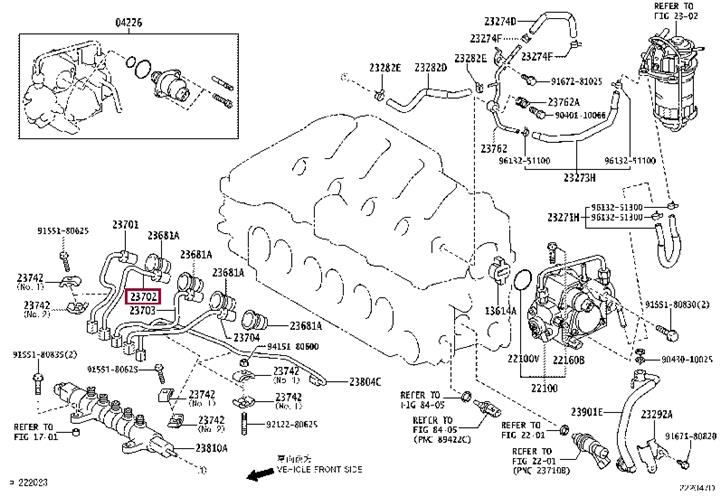 2370226050 Toyota Hose, fuel system pressure tester