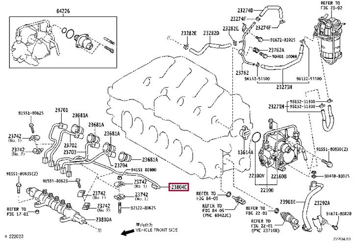 2380426050 Toyota Hose, fuel system pressure tester