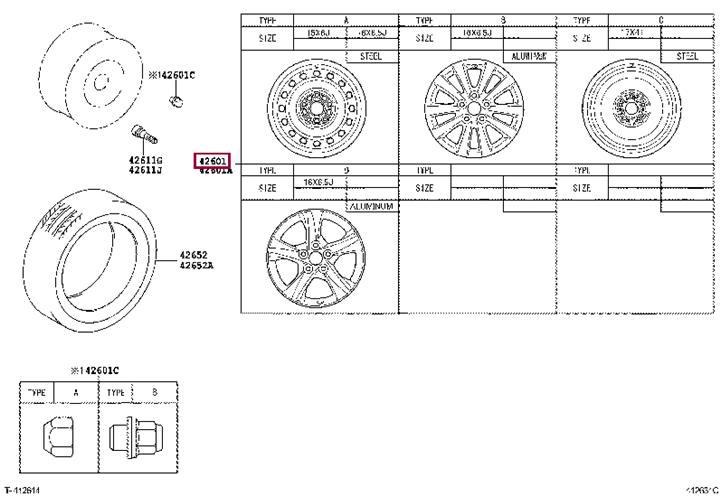 Toyota 42611-12A10 Wheel Steel Rim 4261112A10