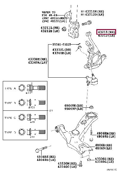 Toyota 43211-02171 Knuckle swivel 4321102171 4321102171 Toyota Knuckle swivel