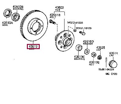 Toyota 43512-28050 Brake disc 4351228050