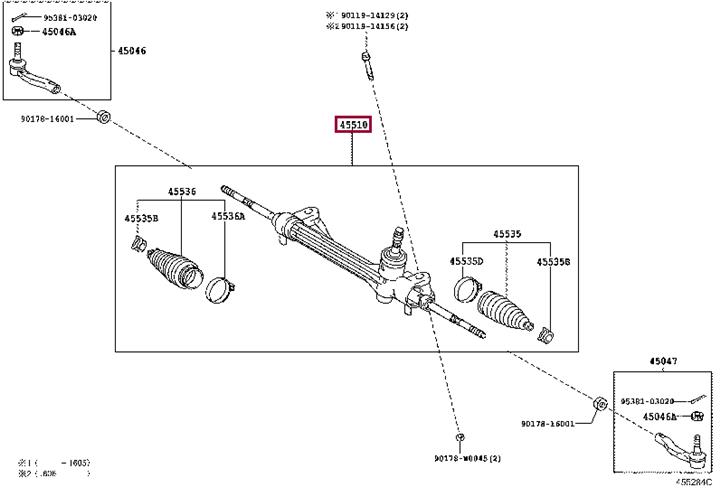 Toyota 45510-0F010 Steering rack without power steering 455100F010