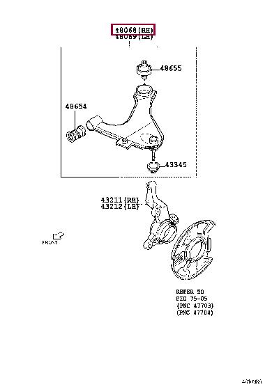 Toyota 48068-87405 Track Control Arm 4806887405 4806887405 Toyota Track Control Arm
