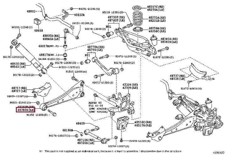 Toyota 48780-42060 Lever rear longitudinal left 4878042060 4878042060 Toyota Lever rear longitudinal left