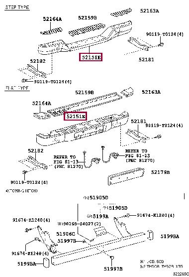 521050K010 Toyota Bumper rear