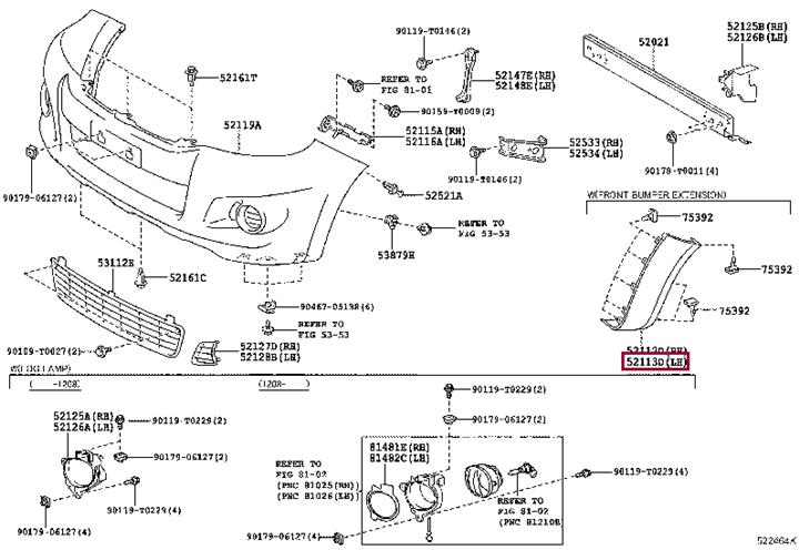 Front bumper extension left Toyota 52113-0K140