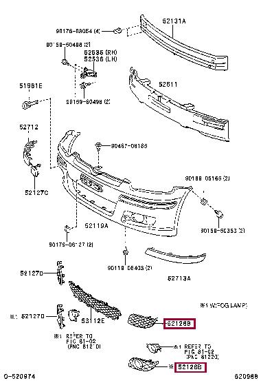 521280D010 Toyota Front bumper grill