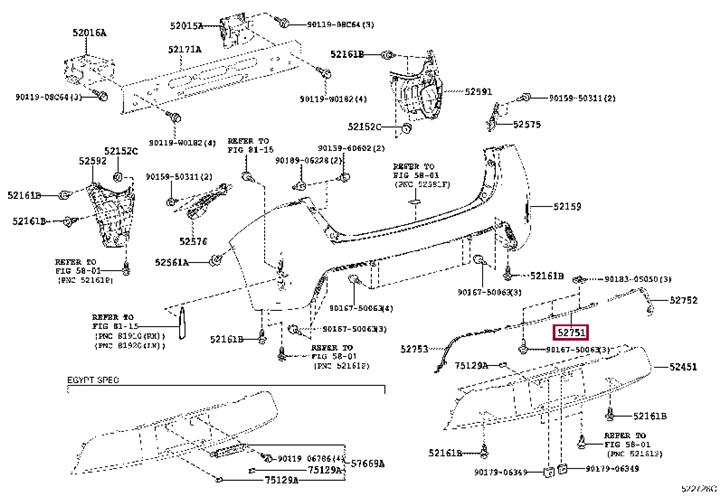 5275102040 Toyota Moulding bumper