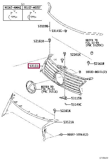 5311130D90 Toyota Grille radiator