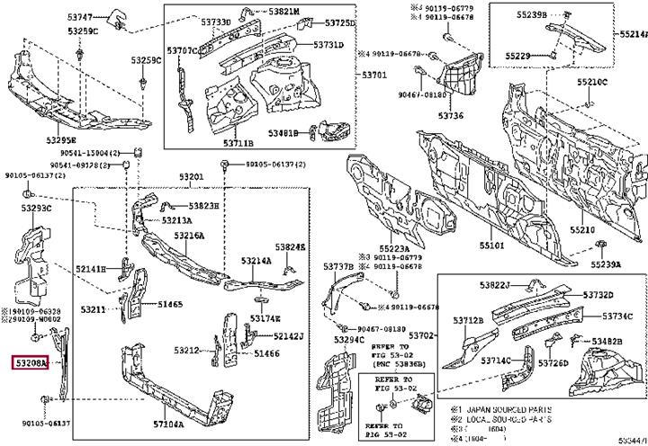 5320833051 Toyota SUPPORT SUB-ASSY, HOOD LOCK