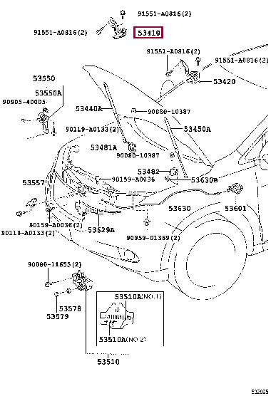 534100E040 Toyota Hood hinge