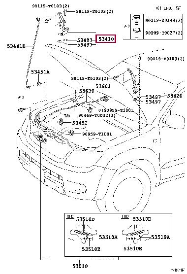 534100K100 Toyota Hood hinge