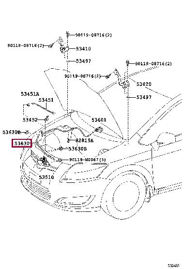 5363012560 Toyota Cable hood