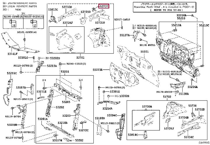 5373702140 Toyota Wing bracket