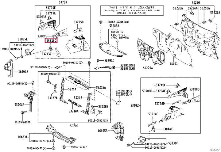 5381342030 Toyota Wing bracket