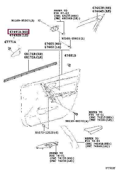6749102440 Toyota GARNISH, FR DOOR LWR