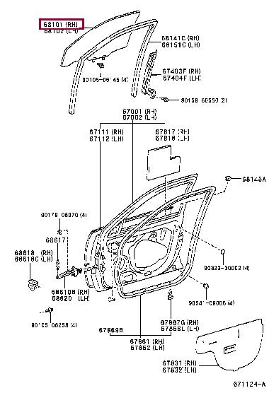 6810105020 Toyota Glass side window