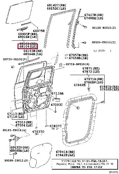 Toyota 68104-0K140 Door glass 681040K140