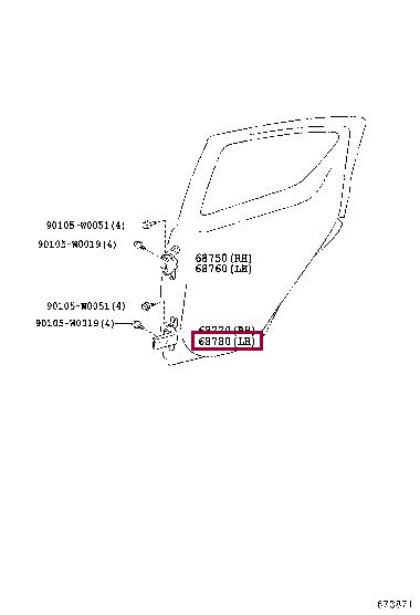 687800H010 Toyota HINGE ASSY, RR DOOR,