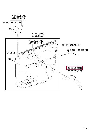 7464142030 Toyota Front door trim right