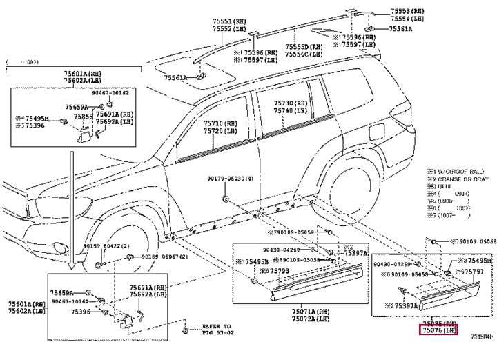 7507648110 Toyota MOULDING SUB-ASSY,
