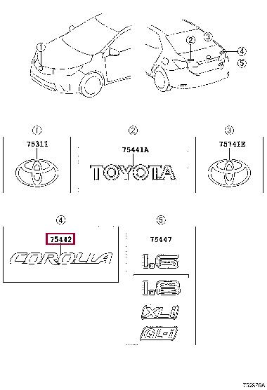 Toyota 75442-02310 Emblem 7544202310