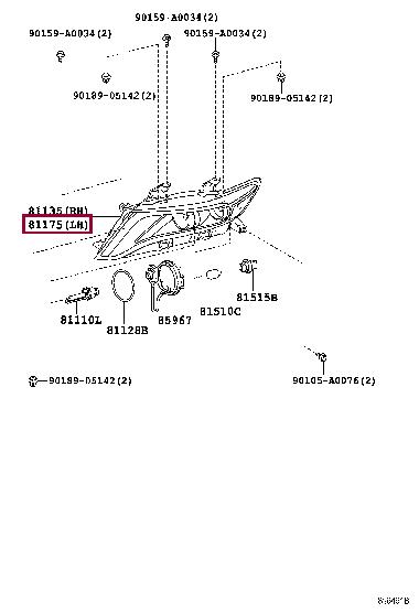 811700T040 Toyota Headlamp