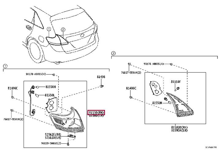 815500T030 Toyota Combination Rearlight