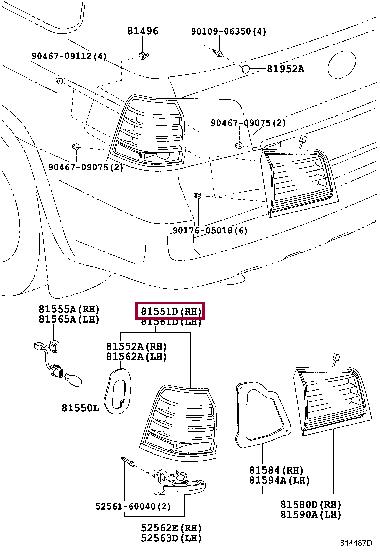 8155160850 Toyota Combination Rearlight