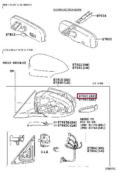 8793133A11 Toyota MIRROR OUTER, RH
