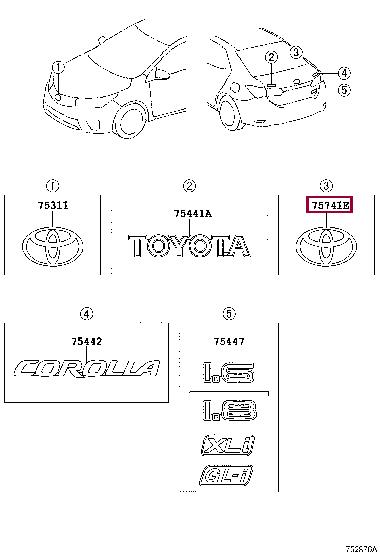 Toyota 90975-W2008 Emblem 90975W2008