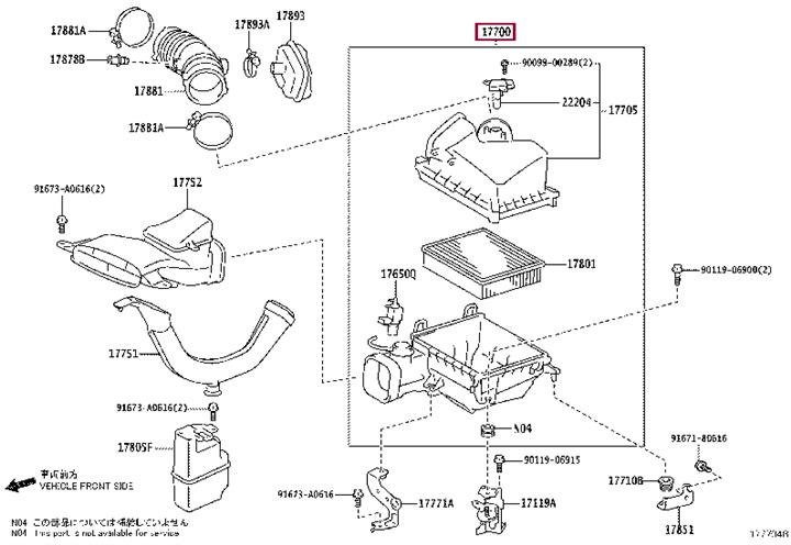 1770031A00 Toyota Air cleaner filter box