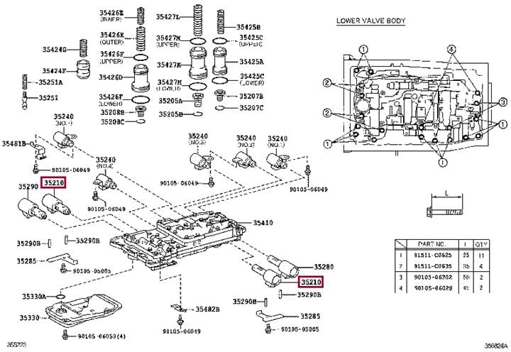 Solenoid valve automatic transmission (automatic transmission) Toyota 35210-50010