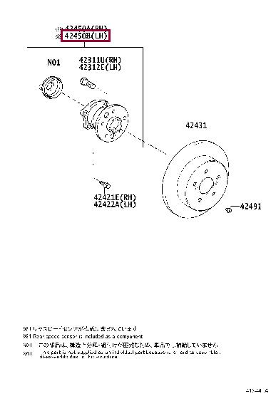 Toyota 42460-33010 Wheel hub with bearing, rear left 4246033010