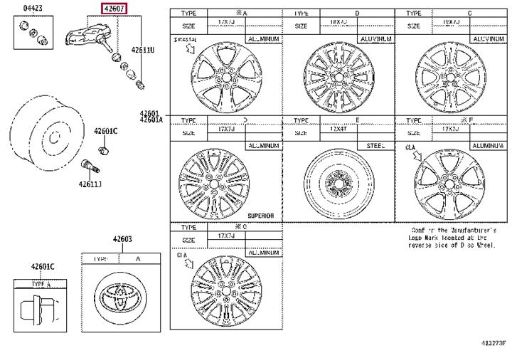 Toyota 42607-0C070 Tire pressure sensor (Tpms) 426070C070