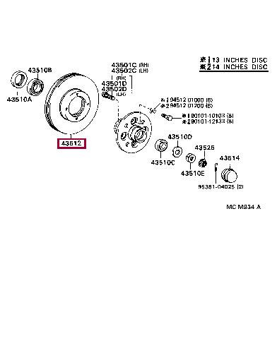 Brake disc Toyota Liteace: 4351228150 Toyota Brake disc
