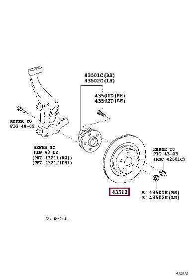 Toyota 43516-0W010 Brake disc 435160W010