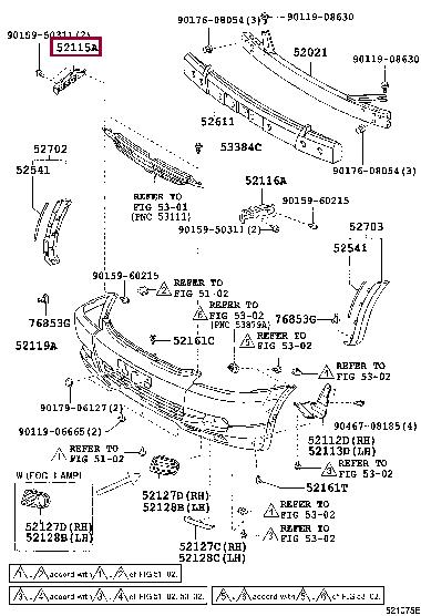 5211568010 Toyota Bracket bumper