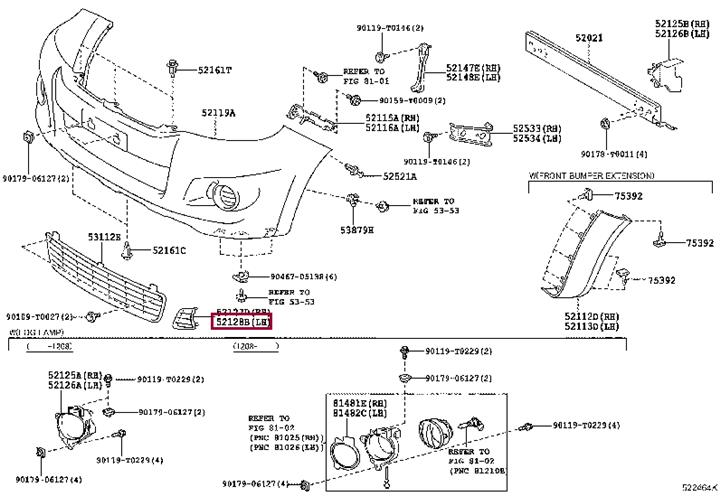 Bumper cap Toyota: 521280K030 Toyota Bumper cover