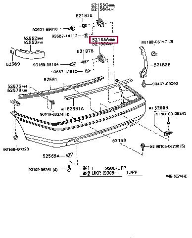 5215520270 Toyota SUPPORT, RR BUMPER