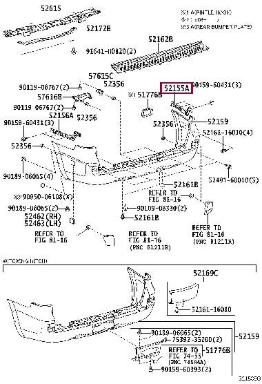Bracket bumper Toyota 52155-60070