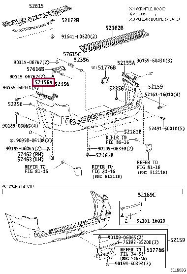 Bracket bumper Toyota 52156-60070