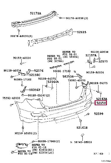 521590T901 Toyota Bumper rear