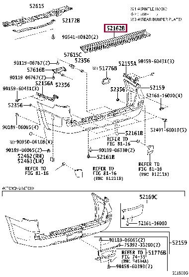 5216260040 Toyota Trim rear bumper