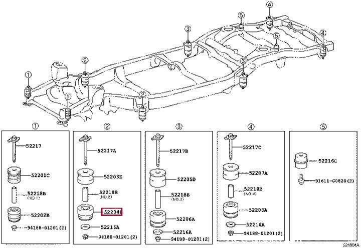 Subframe bushing Lexus LX: 5220460090 Toyota Silent block body frame