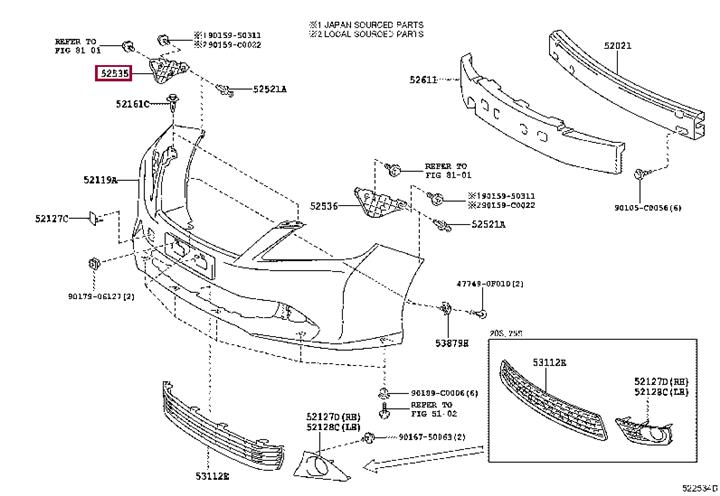 5253533050 Toyota Bumper mount
