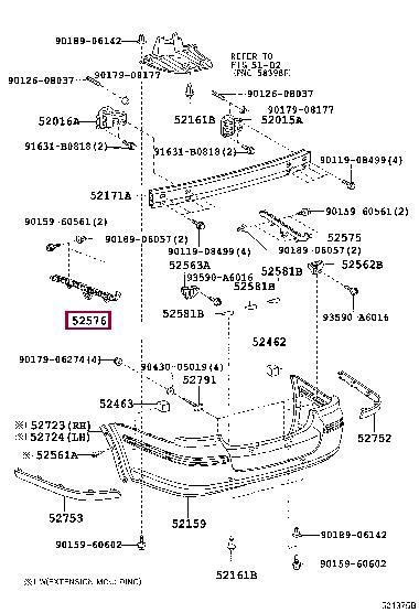 5257605030 Toyota RETAINER, RR BUMPER