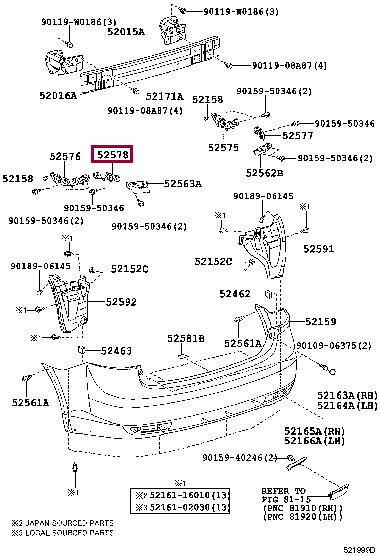 5257805010 Toyota HALTER STOSSTANGE-LI